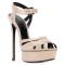 Italian Heels Ankle Straps Peep Toe Platform Patent Stiletto Sandals - Beige Faux Leather