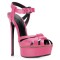Italian Heels Ankle Straps Peep Toe Platform Patent Stiletto Sandals - HotPink Faux Leather