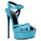 Italian Heels Ankle Straps Peep Toe Platform Patent Stiletto Sandals - Light Blue Faux Leather