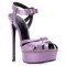 Italian Heels Ankle Straps Peep Toe Platform Patent Stiletto Sandals - Light Purple Faux Leather