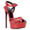 Italian Heels Ankle Straps Peep Toe Platform Patent Stiletto Sandals - Red Faux Leather
