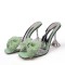 Peep Toe PVC Bow Transparent Spike Heels Sandals Slippers - Green