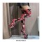 Round Toe Platforms Over The Knee Flower Print Stiletto Heels Zipper Booties - Red
