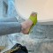 Square Open Toe Metallic Decoration Summer Slides Stiletto Sandals - Green Faux Leather