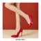 Pointed Toe Stiletto Heels Patent Pumps - Red