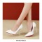 Pointed Toe Stiletto Heels Patent Pumps - White