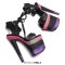 Peep Toe Stiletto Heels Glitters Platform Multicolor Satin Lacing Sandals - Black Pink Faux Leather