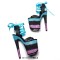 Peep Toe Stiletto Heels Glitters Platform Multicolor Satin Lacing Sandals - Black SkyBlue Faux Leather