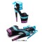Peep Toe Stiletto Heels Glitters Platform Multicolor Satin Lacing Sandals - Black SkyBlue Faux Leather