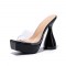 Transparent Square Peep Toe Platforms Bowling Heels Summer Sandals - Black