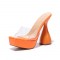 Transparent Square Peep Toe Platforms Bowling Heels Summer Sandals - Orange