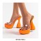 Transparent Square Peep Toe Platforms Bowling Heels Summer Sandals - Orange