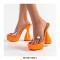 Transparent Square Peep Toe Platforms Bowling Heels Summer Sandals - Brown