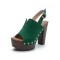 Chunky Heels Platform Peep Toe Buckle Back Strap Outdoor Rivet Sandals  - Green