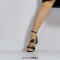 Square Open Butterfly Decorated Ankle Buckle Straps Chunky Heels Summer Sandals - Black Patent