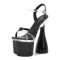 Peep Toe Platforms Chunky Bowling Heels Ankle Buckle Straps Transparent Pumps - Black