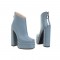 Round Toe Chunky Heels Platforms Back Zipper Ankle Booties - Blue