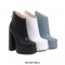 Round Toe Chunky Heels Platforms Back Zipper Ankle Booties - White