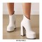 Round Toe Chunky Heels Platforms Back Zipper Ankle Booties - White