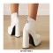 Round Toe Chunky Heels Platforms Back Zipper Ankle Booties - White