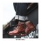 Round Toe Ankle Lace Up Motorcycle Vintage English Martin Boots - Brown