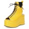 Peep Toe Ankle Highs Lace Up Platforms Gladiator Wedges Summer Boots - Yellow