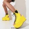 Peep Toe Ankle Highs Lace Up Platforms Gladiator Wedges Summer Boots - Yellow