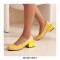 Round Toe Crocodile Embossed Retro Square Low Heels Shoes - Green