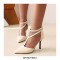 Pointed Toe Italian Heels T-Straps Mesh Zipper Dorsay Pumps - Beige