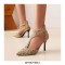 Pointed Toe Italian Heels T-Straps Mesh Zipper Dorsay Pumps - Leopard