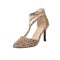 Pointed Toe Italian Heels T-Straps Mesh Zipper Dorsay Pumps - Leopard