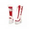 Round Toe Chunky Heels Platforms Kawaii Kitty Anime LaceUp Ankle Booties with Side Zipper - Red