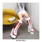 Round Toe Chunky Heels Platforms Kawaii Kitty Anime LaceUp Ankle Booties with Side Zipper - Red
