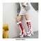 Round Toe Chunky Heels Platforms Kawaii Kitty Anime LaceUp Ankle Booties with Side Zipper - Red