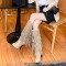 Round Toe Chunky Heels Fringe Decorated Knee highs Boots - Black Flock