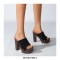 Chunky Heels Platform Peep Toe Outdoor Rivet Sandals  - Black