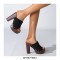 Chunky Heels Platform Peep Toe Outdoor Rivet Sandals  - Black