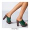 Chunky Heels Platform Peep Toe Outdoor Rivet Sandals  - Green