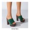 Chunky Heels Platform Peep Toe Outdoor Rivet Sandals  - Green