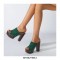 Chunky Heels Platform Peep Toe Outdoor Rivet Sandals  - Green