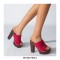 Chunky Heels Platform Peep Toe Outdoor Rivet Sandals  - Red