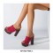 Chunky Heels Platform Peep Toe Outdoor Rivet Sandals  - Red