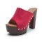 Chunky Heels Platform Peep Toe Outdoor Rivet Sandals  - Red