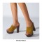 Chunky Heels Platform Peep Toe Outdoor Rivet Sandals  - Yellow