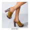 Chunky Heels Platform Peep Toe Outdoor Rivet Sandals  - Yellow