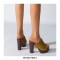 Chunky Heels Platform Peep Toe Outdoor Rivet Sandals  - Yellow