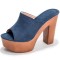 Peep Toe Suede Platforms Chunky Heels Sandals - Blue