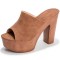 Peep Toe Suede Platforms Chunky Heels Sandals - Brown