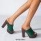 Peep Toe Rivet Decorated Suede Platforms Chunky Heels Sandals - Green