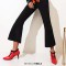 Pointed Toe Lace Decorated Stiletto Heels Ankle Highs Sexy Booties - Red Faux Leather